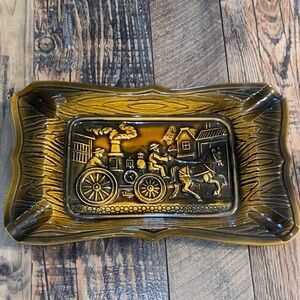 Vintage Amber Glass Decorative Tray